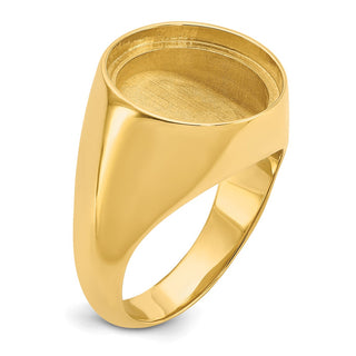 14k Yellow Gold Men's Polished Classic Solid Back 15mm Coin Bezel Ring - Fits US $1 Type 2