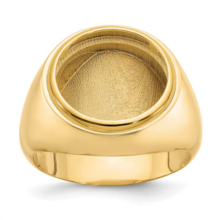 14k Yellow Gold Men's Polished Classic Solid Back 15mm Coin Bezel Ring - Fits US $1 Type 2