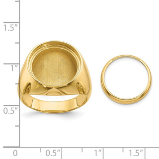 14k Yellow Gold Men's Polished Classic Solid Back 15mm Coin Bezel Ring - Fits US $1 Type 2