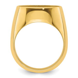 14k Yellow Gold Men's Polished Classic Solid Back 16mm Coin Bezel Ring - Fits 1/10 oz Maple Leaf and Other Coins