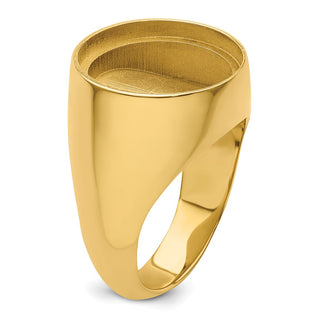 14k Yellow Gold Men's Polished Classic Solid Back 16mm Coin Bezel Ring - Fits 1/10 oz Maple Leaf and Other Coins