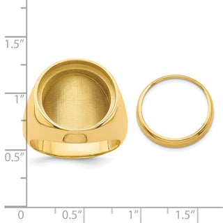 14k Yellow Gold Men's Polished Classic Solid Back 16mm Coin Bezel Ring - Fits 1/10 oz Maple Leaf and Other Coins