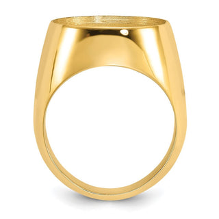 14k Yellow Gold Men's Polished Classic Solid Back 16.5mm Coin Bezel Ring - Fits 1/10 oz American Eagle and 1/10 oz Krugerrand
