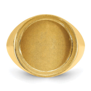 14k Yellow Gold Men's Polished Classic Solid Back 16.5mm Coin Bezel Ring - Fits 1/10 oz American Eagle and 1/10 oz Krugerrand