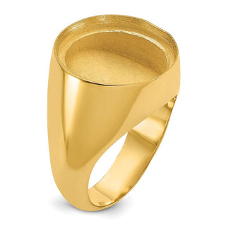 14k Yellow Gold Men's Polished Classic Solid Back 16.5mm Coin Bezel Ring - Fits 1/10 oz American Eagle and 1/10 oz Krugerrand
