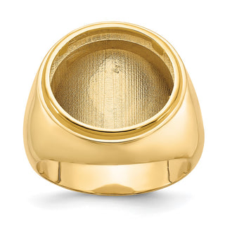 14k Yellow Gold Men's Polished Classic Solid Back 16.5mm Coin Bezel Ring - Fits 1/10 oz American Eagle and 1/10 oz Krugerrand