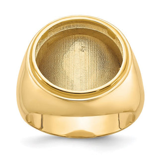 14k Yellow Gold Men's Polished Classic Solid Back 16.5mm Coin Bezel Ring - Fits 1/10 oz American Eagle and 1/10 oz Krugerrand