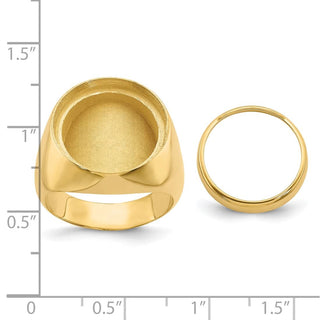 14k Yellow Gold Men's Polished Classic Solid Back 16.5mm Coin Bezel Ring - Fits 1/10 oz American Eagle and 1/10 oz Krugerrand