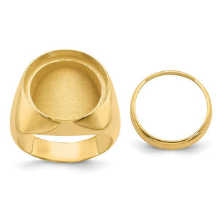 14k Yellow Gold Men's Polished Classic Solid Back 16.5mm Coin Bezel Ring - Fits 1/10 oz American Eagle and 1/10 oz Krugerrand