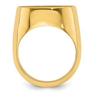 14k Yellow Gold Men's Polished Classic Solid Back 17.8mm Coin Bezel Ring - Fits US $2.50 Liberty and Other Coins