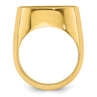 14k Yellow Gold Men's Polished Classic Solid Back 17.8mm Coin Bezel Ring - Fits US $2.50 Liberty and Other Coins