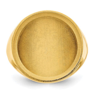 14k Yellow Gold Men's Polished Classic Solid Back 17.8mm Coin Bezel Ring - Fits US $2.50 Liberty and Other Coins