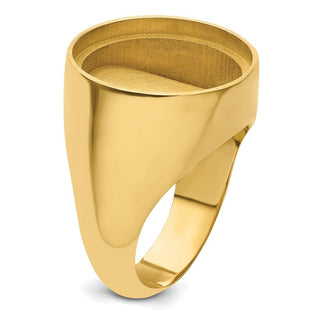 14k Yellow Gold Men's Polished Classic Solid Back 17.8mm Coin Bezel Ring - Fits US $2.50 Liberty and Other Coins