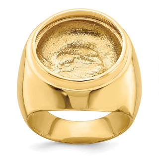 14k Yellow Gold Men's Polished Classic Solid Back 17.8mm Coin Bezel Ring - Fits US $2.50 Liberty and Other Coins
