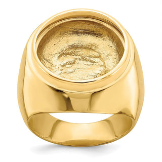 14k Yellow Gold Men's Polished Classic Solid Back 17.8mm Coin Bezel Ring - Fits US $2.50 Liberty and Other Coins