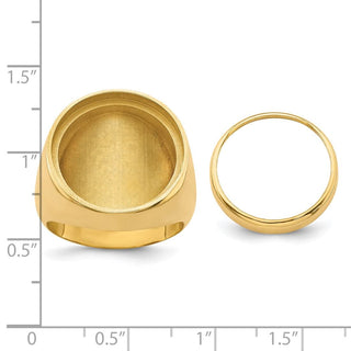 14k Yellow Gold Men's Polished Classic Solid Back 17.8mm Coin Bezel Ring - Fits US $2.50 Liberty and Other Coins