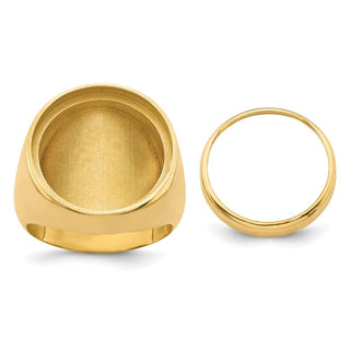 14k Yellow Gold Men's Polished Classic Solid Back 17.8mm Coin Bezel Ring - Fits US $2.50 Liberty and Other Coins