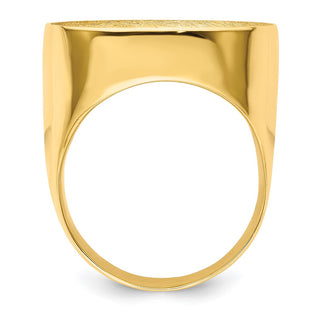 14k Yellow Gold Mens Polished Classic Solid Back 21.6mm Coin Bezel Ring - Fits US $5 Bald Eagle, US $5 Congressional, US $5 Liberty, and Other Coins