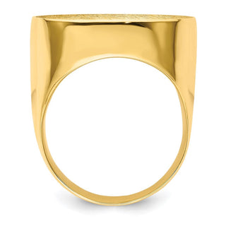 14k Yellow Gold Mens Polished Classic Solid Back 21.6mm Coin Bezel Ring - Fits US $5 Bald Eagle, US $5 Congressional, US $5 Liberty, and Other Coins