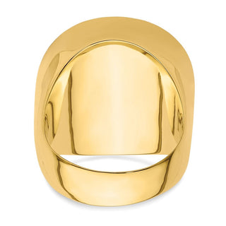 14k Yellow Gold Mens Polished Classic Solid Back 21.6mm Coin Bezel Ring - Fits US $5 Bald Eagle, US $5 Congressional, US $5 Liberty, and Other Coins