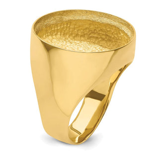 14k Yellow Gold Mens Polished Classic Solid Back 21.6mm Coin Bezel Ring - Fits US $5 Bald Eagle, US $5 Congressional, US $5 Liberty, and Other Coins