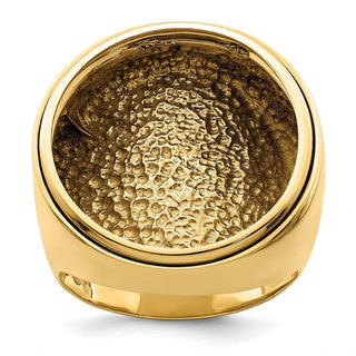 14k Yellow Gold Mens Polished Classic Solid Back 21.6mm Coin Bezel Ring - Fits US $5 Bald Eagle, US $5 Congressional, US $5 Liberty, and Other Coins