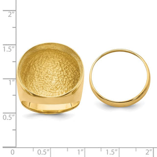 14k Yellow Gold Mens Polished Classic Solid Back 21.6mm Coin Bezel Ring - Fits US $5 Bald Eagle, US $5 Congressional, US $5 Liberty, and Other Coins