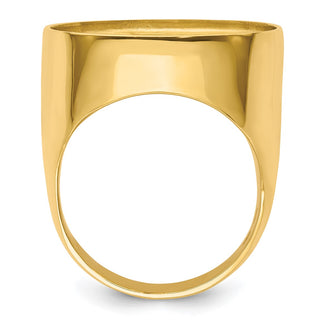14k Yellow Gold Men's Polished Classic Solid Back 22mm Coin Bezel Ring - Fits 1/4 oz American Eagle and Other Coins