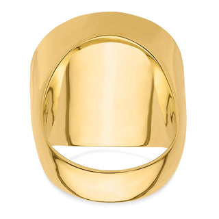 14k Yellow Gold Men's Polished Classic Solid Back 22mm Coin Bezel Ring - Fits 1/4 oz American Eagle and Other Coins