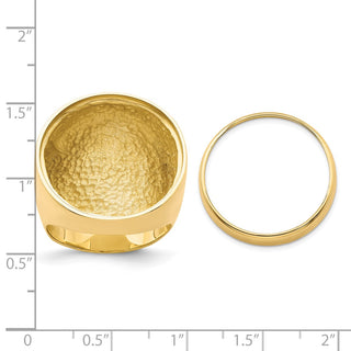 14k Yellow Gold Men's Polished Classic Solid Back 22mm Coin Bezel Ring - Fits 1/4 oz American Eagle and Other Coins