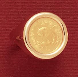 14k Yellow Gold Men's Coin Bezel Ring - 18 mm