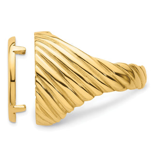 14k Yellow Gold Mens Polished Diagonal Fluting 17.8mm Coin Bezel Ring - Fits US $2.50 Liberty and Other Coins
