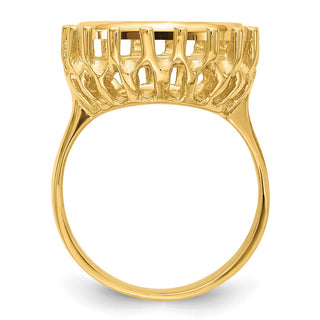 14k Yellow Gold Polished Ladies Raised Wire 14.0mm Coin Bezel Ring - Fits 1/20 oz Maple Leaf and Other Coins