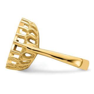 14k Yellow Gold Polished Ladies Raised Wire 14.0mm Coin Bezel Ring - Fits 1/20 oz Maple Leaf and Other Coins