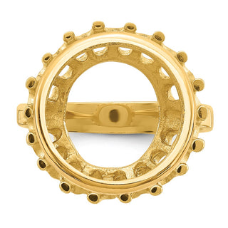 14k Yellow Gold Polished Ladies Raised Wire 14.0mm Coin Bezel Ring - Fits 1/20 oz Maple Leaf and Other Coins