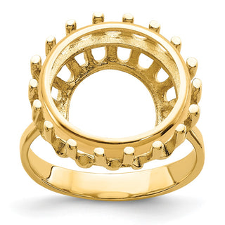 14k Yellow Gold Polished Ladies Raised Wire 14.0mm Coin Bezel Ring - Fits 1/20 oz Maple Leaf and Other Coins
