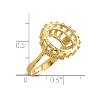 14k Yellow Gold Polished Ladies Raised Wire 14.0mm Coin Bezel Ring - Fits 1/20 oz Maple Leaf and Other Coins