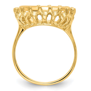 14k Yellow Gold Polished Ladies Raised Wire 15mm Prong Coin Bezel Ring - Fits US $1 Type 2