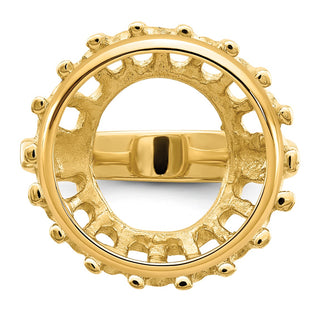 14k Yellow Gold Polished Ladies Raised Wire 15mm Prong Coin Bezel Ring - Fits US $1 Type 2