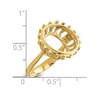 14k Yellow Gold Polished Ladies Raised Wire 15mm Prong Coin Bezel Ring - Fits US $1 Type 2