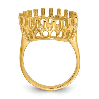 14k Yellow Gold Polished Ladies Raised Wire 16.5mm Coin Bezel Ring - Fits 1/10 oz American Eagle and 1/10 oz Krugerrand