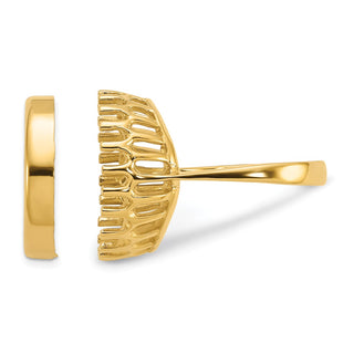 14k Yellow Gold Polished Ladies Raised Wire 16.5mm Coin Bezel Ring - Fits 1/10 oz American Eagle and 1/10 oz Krugerrand