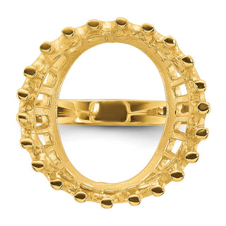 14k Yellow Gold Polished Ladies Raised Wire 16.5mm Coin Bezel Ring - Fits 1/10 oz American Eagle and 1/10 oz Krugerrand