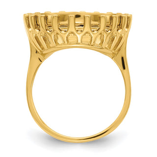 14k Yellow Gold Polished Ladies Raised Wire 17.8mm Coin Bezel Ring - Fits US $2.50 Liberty and Other Coins