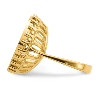 14k Yellow Gold Polished Ladies Raised Wire 17.8mm Coin Bezel Ring - Fits US $2.50 Liberty and Other Coins