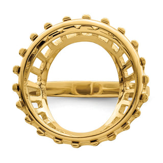14k Yellow Gold Polished Ladies Raised Wire 17.8mm Coin Bezel Ring - Fits US $2.50 Liberty and Other Coins