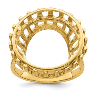 14k Yellow Gold Polished Ladies Raised Wire 17.8mm Coin Bezel Ring - Fits US $2.50 Liberty and Other Coins