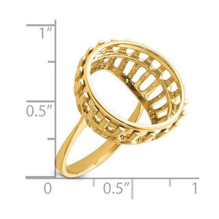 14k Yellow Gold Polished Ladies Raised Wire 17.8mm Coin Bezel Ring - Fits US $2.50 Liberty and Other Coins