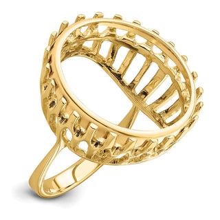 14k Polished Ladies' Raised Wire 21.6mm Coin Bezel Ring - Fits US $5 Bald Eagle and US $5 Congressional