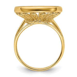 14k Yellow Gold Polished Ladies Wire 15.0mm Coin Bezel Ring - Fits US $1 Type 2
